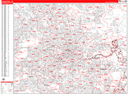 Houston  Wall Map Red Line Style