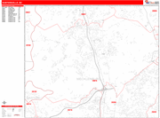 Huntersville  Wall Map Red Line Style