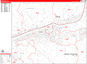 Huntington  Wall Map Red Line Style