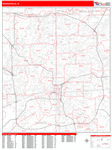 Indianapolis  Wall Map Red Line Style