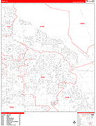 Indio  Wall Map Red Line Style