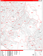 Irvine  Wall Map Red Line Style