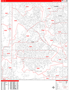 Irving  Wall Map Red Line Style