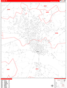 Jackson  Wall Map Red Line Style