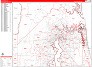 Jacksonville  Wall Map Red Line Style