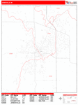 Janesville  Wall Map Red Line Style
