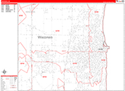 Kenosha  Wall Map Red Line Style