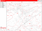 Kingsport  Wall Map Red Line Style