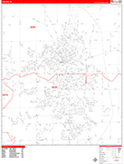 Kokomo  Wall Map Red Line Style