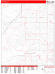 Lakewood  Wall Map Red Line Style