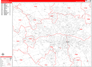 Lancaster  Wall Map Red Line Style