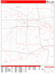 Lansing Wall Map Red Line Style