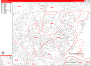 Levittown  Wall Map Red Line Style
