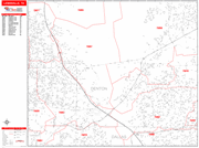 Lewisville Wall Map Red Line Style
