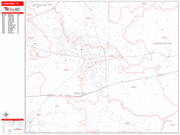 Longview Wall Map Red Line Style