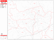 Lowell  Wall Map Red Line Style