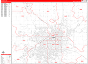 Lubbock  Wall Map Red Line Style