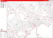 Lynn  Wall Map Red Line Style