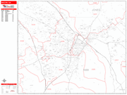Macon  Wall Map Red Line Style