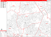 Malden  Wall Map Red Line Style