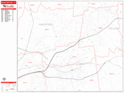 Manchester  Wall Map Red Line Style