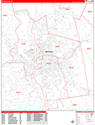 Manchester  Wall Map Red Line Style