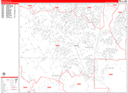 Mansfield  Wall Map Red Line Style