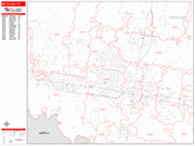 McAllen Wall Map Red Line Style