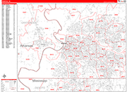 Memphis  Wall Map Red Line Style