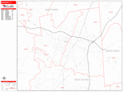 Meriden  Wall Map Red Line Style