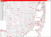 Miami  Wall Map Red Line Style