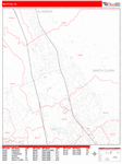 Milpitas  Wall Map Red Line Style