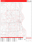 Milwaukee  Wall Map Red Line Style