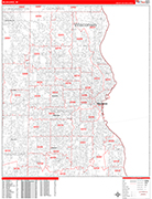 Milwaukee  Wall Map Red Line Style
