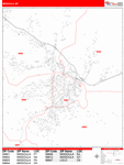 Missoula Wall Map Red Line Style