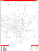 Monroe  Wall Map Red Line Style