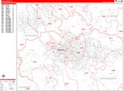 Montgomery  Wall Map Red Line Style
