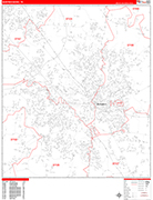 Murfreesboro  Wall Map Red Line Style