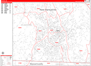 Nashua  Wall Map Red Line Style