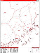 Norwalk  Wall Map Red Line Style