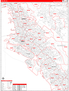 Oakland  Wall Map Red Line Style