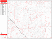 Orange Wall Map Red Line Style