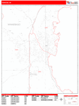 Oshkosh  Wall Map Red Line Style