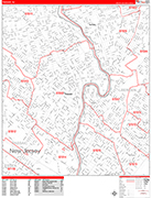 Passaic  Wall Map Red Line Style