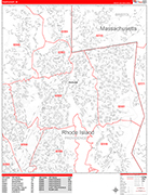 Pawtucket  Wall Map Red Line Style