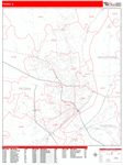 Peoria Wall Map Red Line Style