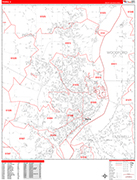 Peoria  Wall Map Red Line Style