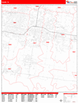 Pharr  Wall Map Red Line Style