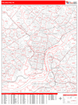 Philadelphia  Wall Map Red Line Style