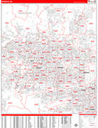 Phoenix Wall Map Red Line Style